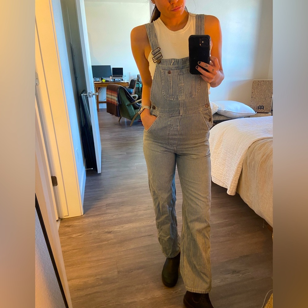 Doen Blue and White Pinstripe Overalls